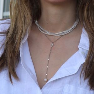 Pearl long drop choker